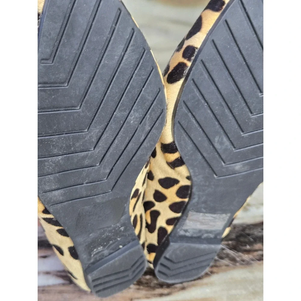 Kelly & Katie Womens Leopard Calf Hair Pointed Toe Loafers Flats Tan Black 6M‎